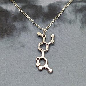Silver Adrenaline Chemical Molecule Necklace